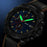 SKMEI 9347 Stylish Men Leather Strap Luminous Calendar Quartz Watch - Black Strap / Green Dial - 2