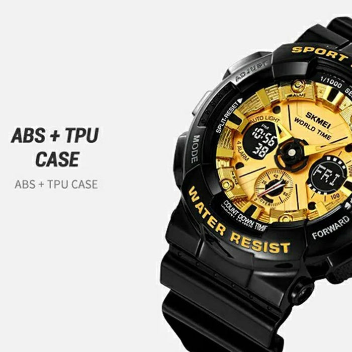 SKMEI 2118 Sports Luminous Digital Watch Men Calendar Electronic Wrist Watch - Black+Red / Matte Case - 4