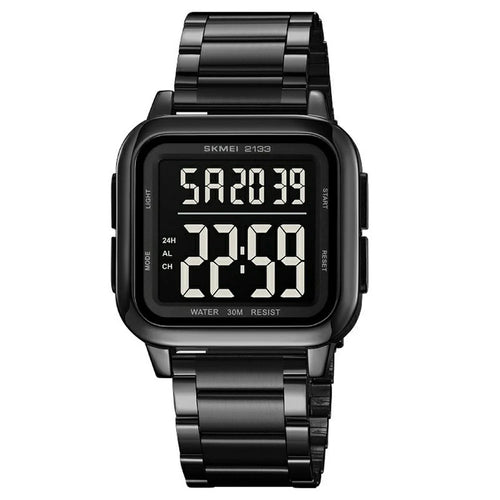 SKMEI 2133 Stylish Digital Watch Student Steel Strap Square Electronic Watch - Black - 1