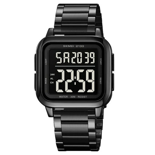 SKMEI 2133 Stylish Digital Watch Student Steel Strap Square Electronic Watch - Black - 1
