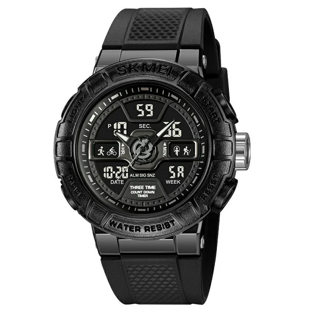 SKMEI 2227 Outdoor Sports Luminous Electronic Watch 50m Waterproof Calendar Stopwatch - Black - 1