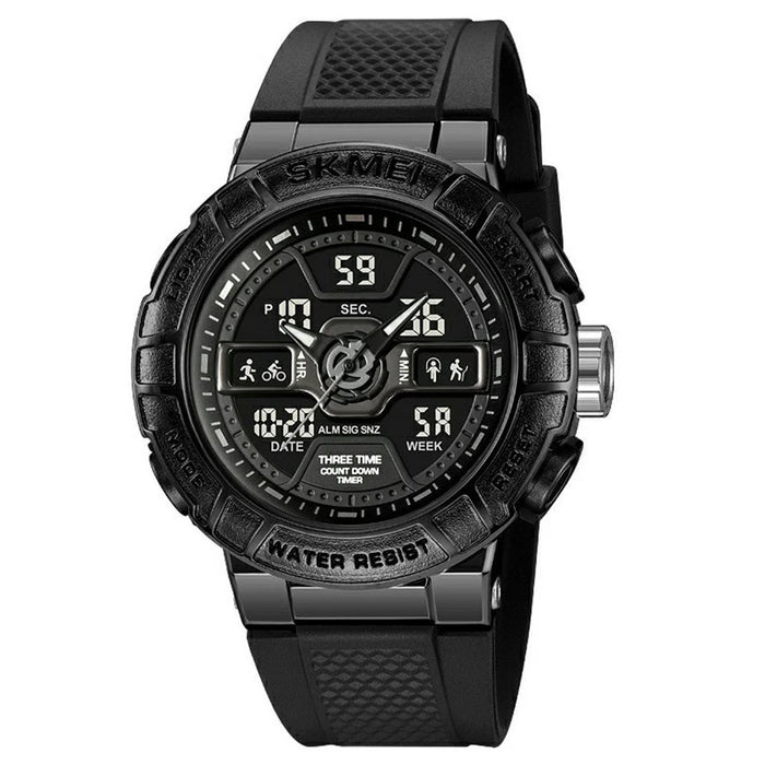 SKMEI 2227 Outdoor Sports Luminous Electronic Watch 50m Waterproof Calendar Stopwatch - Black - 1
