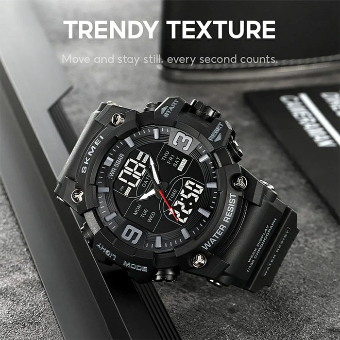 SKMEI 2222 Outdoor Sports Multi-function Electronic Watch 50m Waterproof Luminous Stopwatch - Black+Colorful Dial - 3
