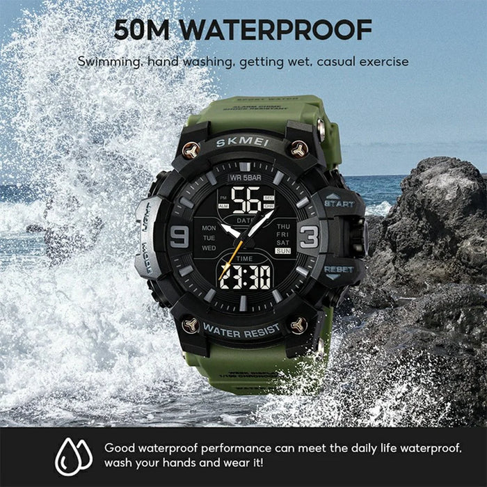 SKMEI 2222 Outdoor Sports Multi-function Electronic Watch 50m Waterproof Luminous Stopwatch - Black+Colorful Dial - 4