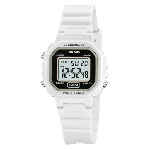 SKMEI 2326 Digital Electronic Watch For Students Square LED Display 50M Water Resistant - White - 1
