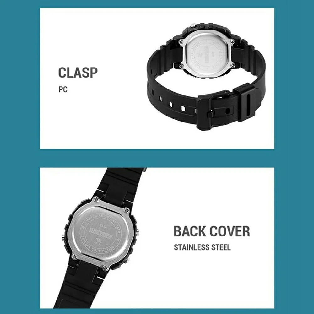 SKMEI 2326 Digital Electronic Watch For Students Square LED Display 50M Water Resistant - White - 5