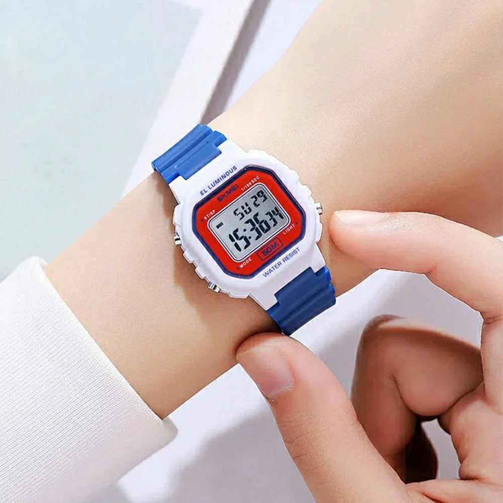 SKMEI 2326 Digital Electronic Watch For Students Square LED Display 50M Water Resistant - White - 6