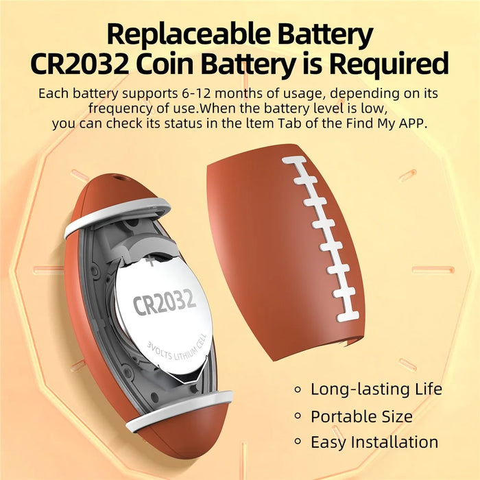 Rugby Shape Smart Tracker Key Wallet Item Anti-Lost Mini Global Finder for iOS - Brown - 5