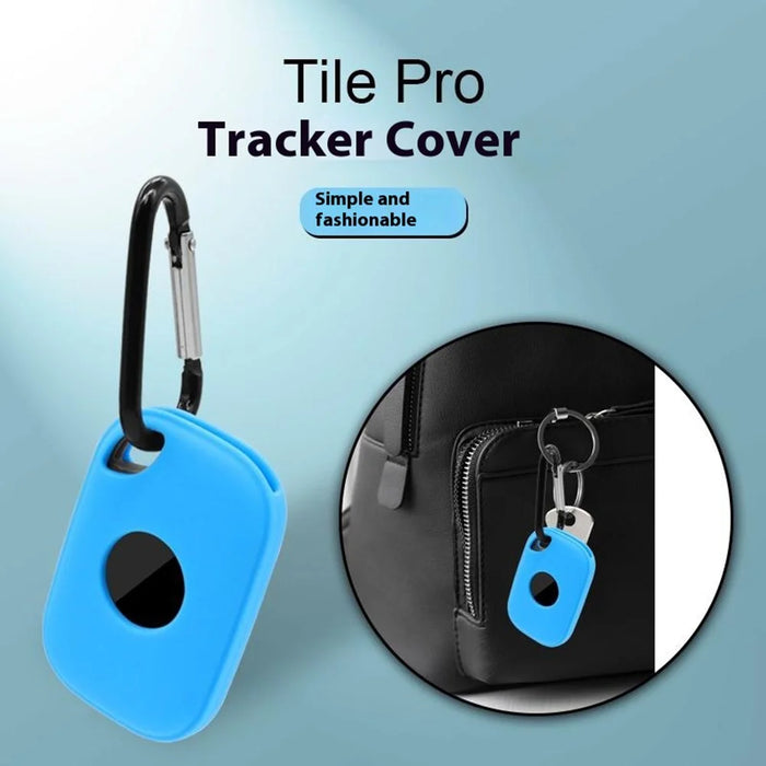 For Tile Pro (2024) Silicone Case Bluetooth-compatible Tracker Protective Cover with Hanging Buckle - Sky Blue - 2