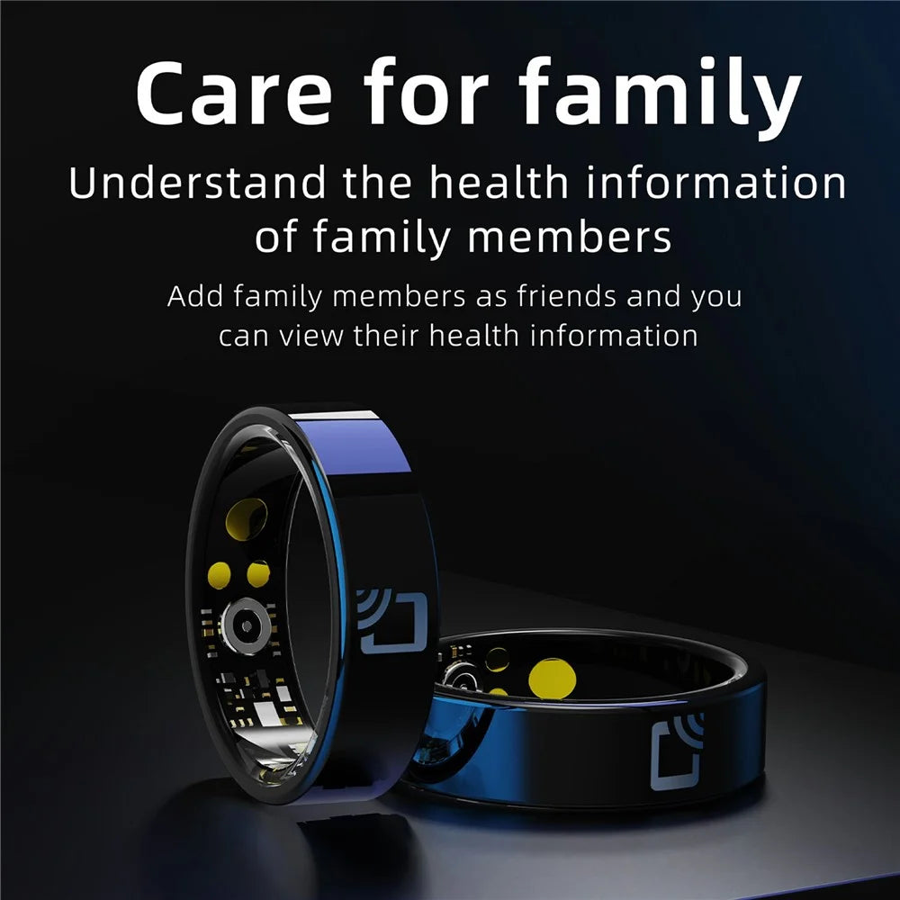 R20 Ceramic+Resin Sleep Heart Rate Health Monitoring Smart Ring with Charging Case - Black / Size 7 - 5