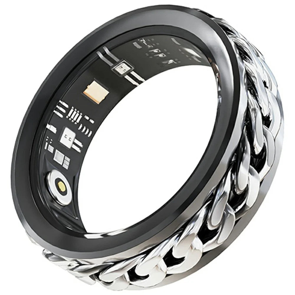V5 Rotation Decompression Health Monitoring Multi-function Smart Ring, Magnetic Cable Charging - Black / Size 12 - 1
