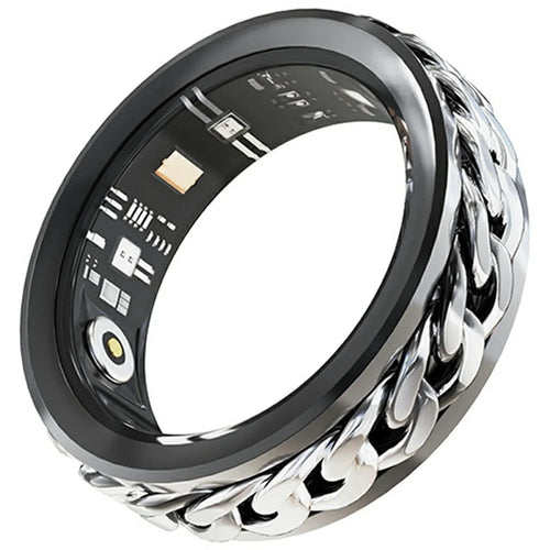 V5 Rotation Decompression Health Monitoring Multi-function Smart Ring, Magnetic Cable Charging - Black / Size 12 - 1