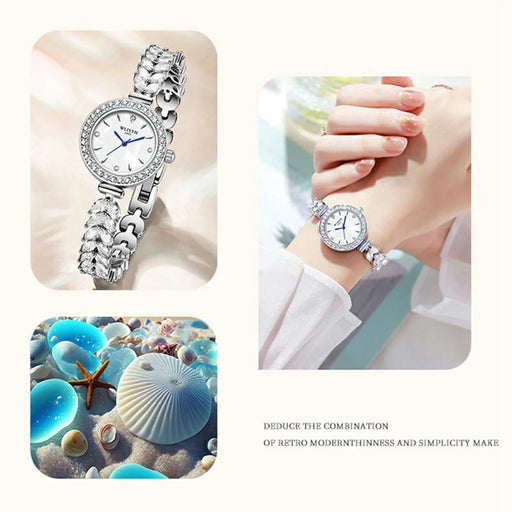 WLISTH 6195 Zircon Decor Women Quartz Watch Metal Strap Round Wrist Watch - 2