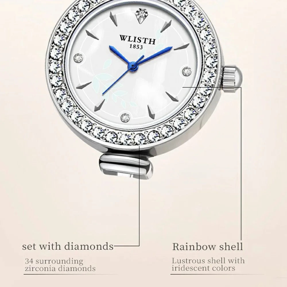 WLISTH 6195 Zircon Decor Women Quartz Watch Metal Strap Round Wrist Watch - 3