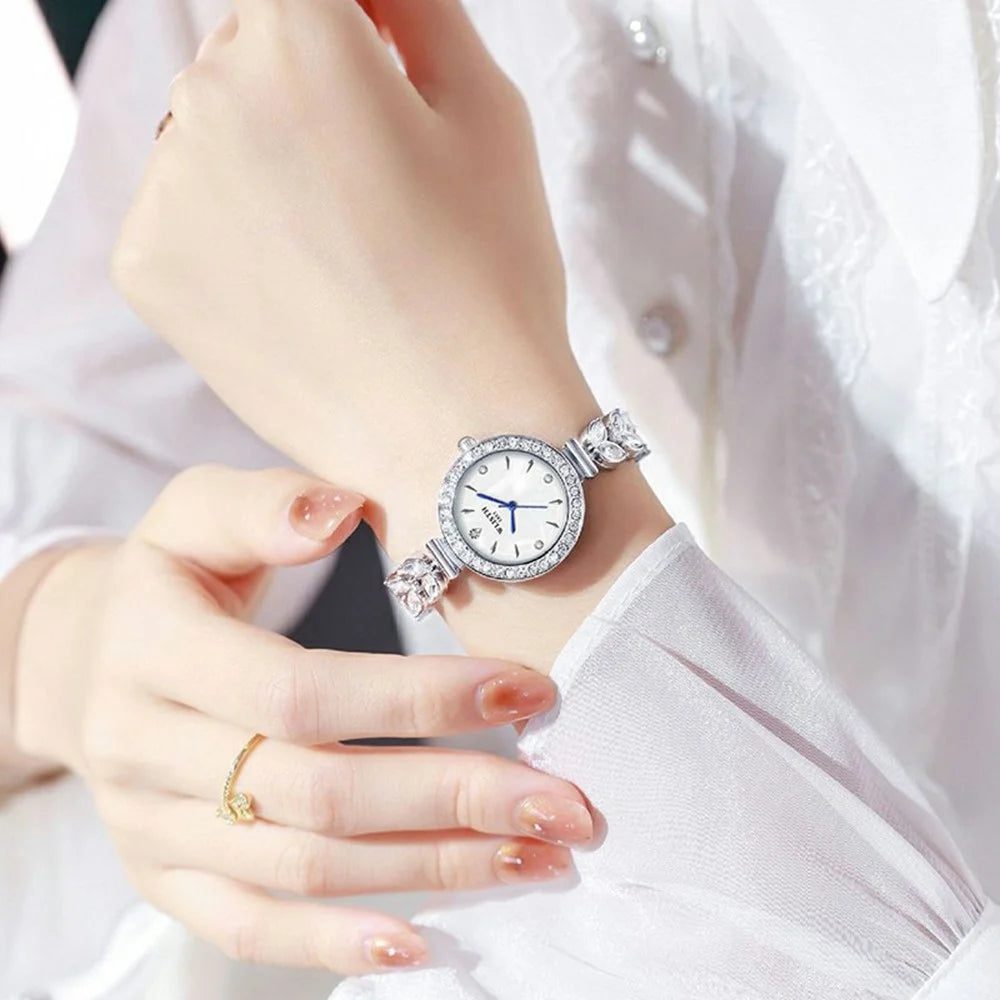 WLISTH 6195 Zircon Decor Women Quartz Watch Metal Strap Round Wrist Watch - 4