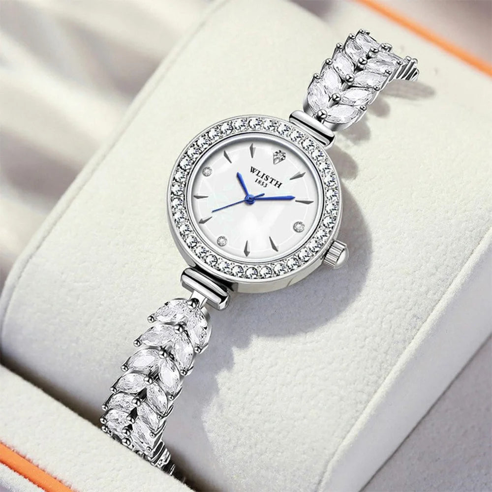 WLISTH 6195 Zircon Decor Women Quartz Watch Metal Strap Round Wrist Watch - 6