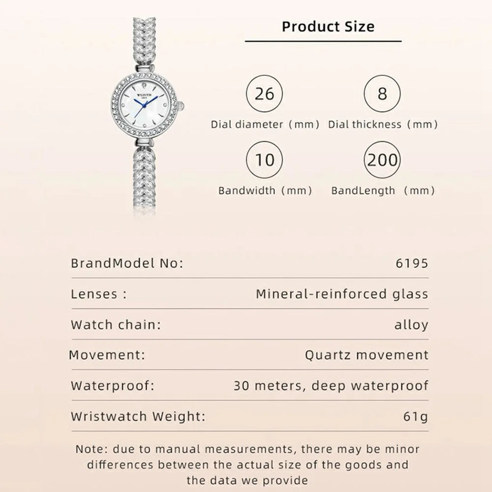 WLISTH 6195 Zircon Decor Women Quartz Watch Metal Strap Round Wrist Watch - 7