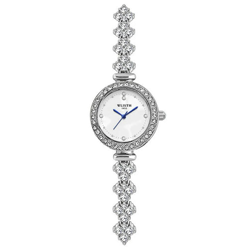 WLISTH 6196 Stylish Zircon Decor Women Round Quartz Watch Metal Strap Wrist Watch - 1