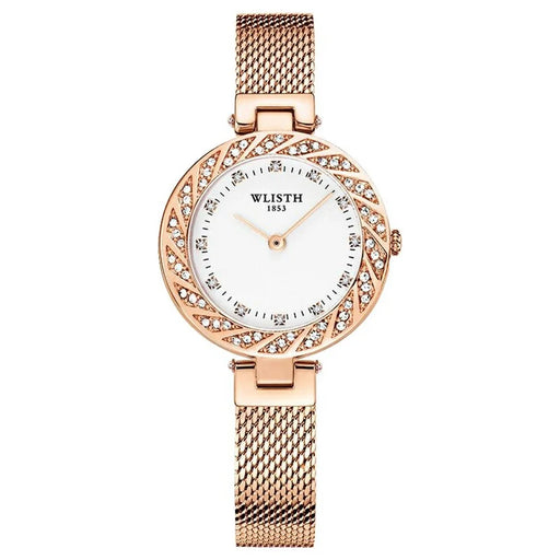 WLISTH 6198 Rhinestone Decor Stylish Round Women Quartz Watch - Rose Gold - 1