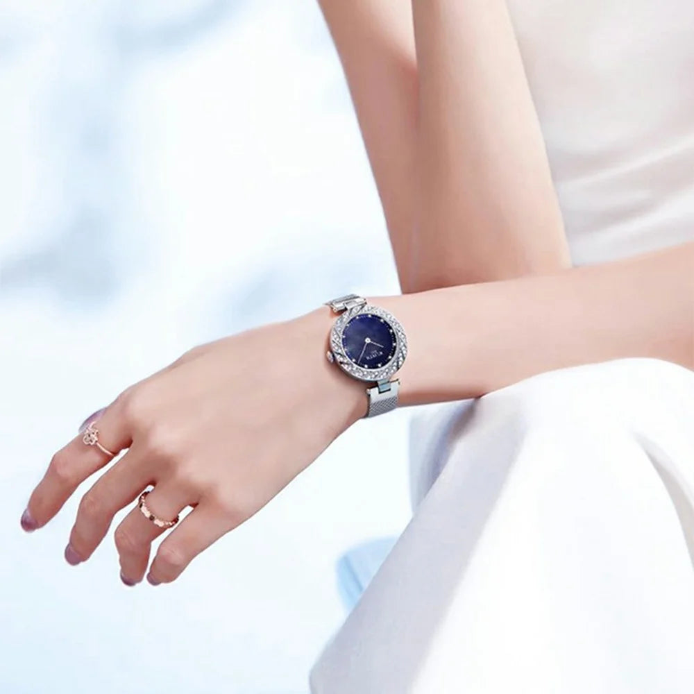 WLISTH 6198 Rhinestone Decor Stylish Round Women Quartz Watch - Rose Gold - 7