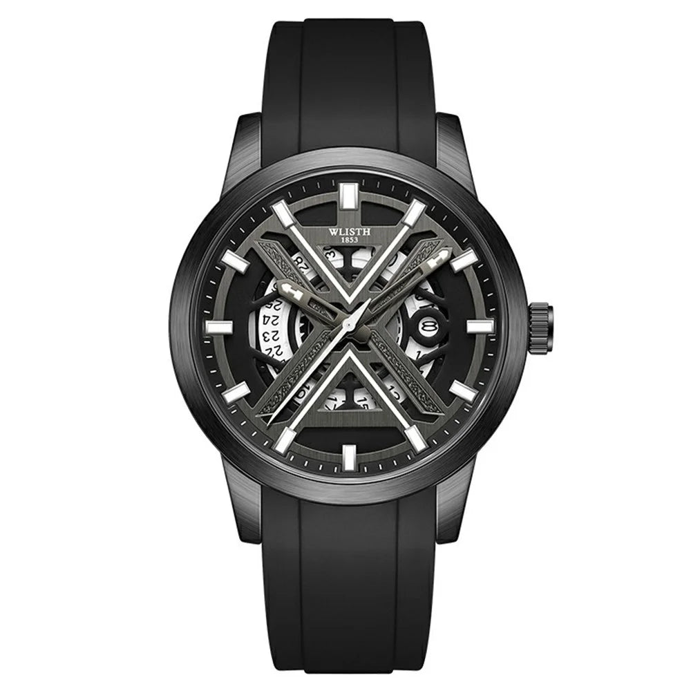 WLISTH 6183 Simple Stylish Luminous Quartz Watch with Silicone Strap - Black - 1