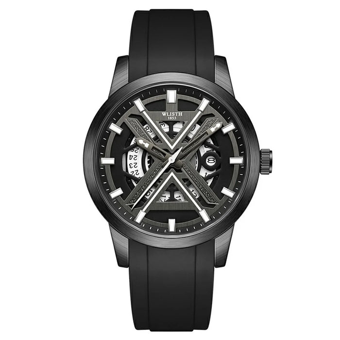 WLISTH 6183 Simple Stylish Luminous Quartz Watch with Silicone Strap - Black - 1