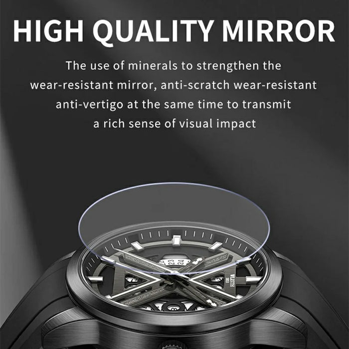 WLISTH 6183 Simple Stylish Luminous Quartz Watch with Silicone Strap - Black - 3