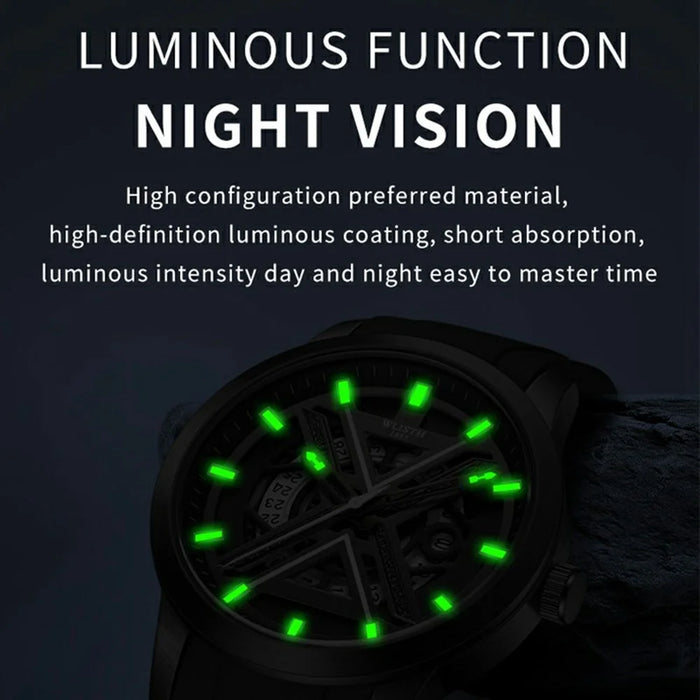 WLISTH 6183 Simple Stylish Luminous Quartz Watch with Silicone Strap - Black - 4