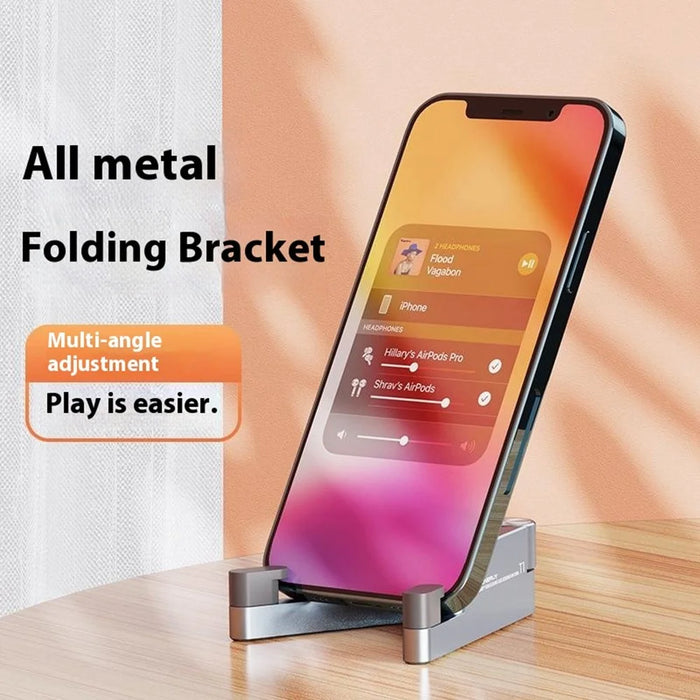 V-Shape Aluminum Alloy Phone Stand Foldable Mini Portable Desktop Holder - Silver - 2
