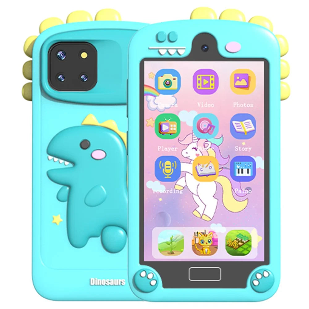 PI MAX 48MP Dual Lens 4-inch IPS Screen Cartoon Animal Children Educational Phone Camera Toy - Blue Dinosaur - 2
