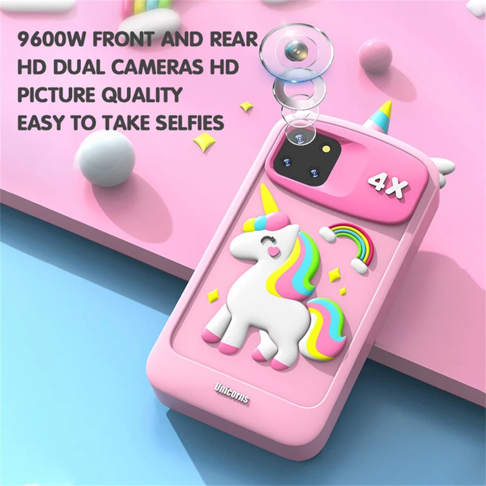 PI MAX 48MP Dual Lens 4-inch IPS Screen Cartoon Animal Children Educational Phone Camera Toy - Blue Dinosaur - 5