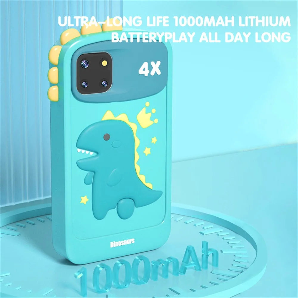 PI MAX 48MP Dual Lens 4-inch IPS Screen Cartoon Animal Children Educational Phone Camera Toy - Blue Dinosaur - 6