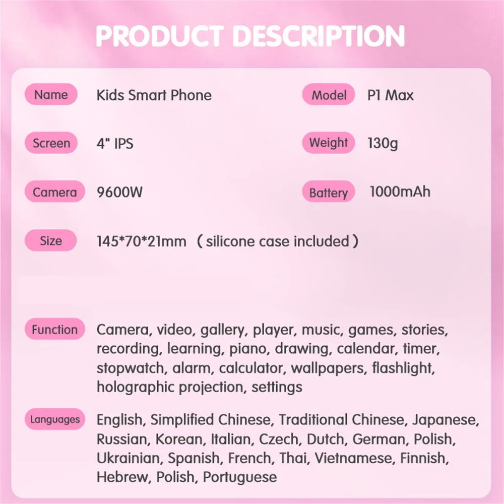 PI MAX 48MP Dual Lens 4-inch IPS Screen Cartoon Animal Children Educational Phone Camera Toy - Blue Dinosaur - 7