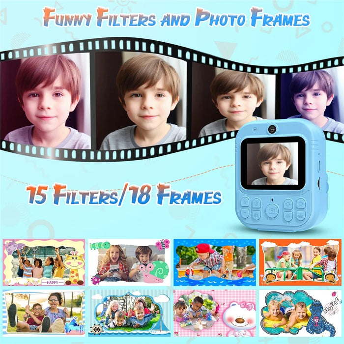 E8 Multifunctional Kids Dual Lens Camera 2.4 Inch Screen Photo Printing Video Recorder - Blue - 3