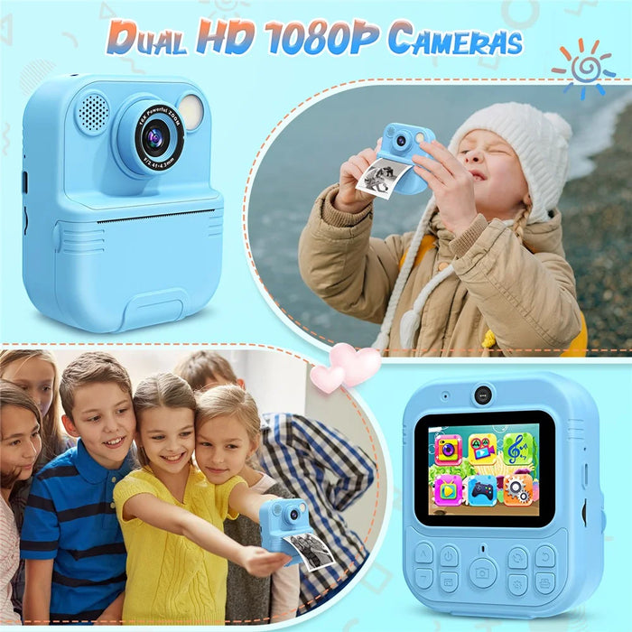 E8 Multifunctional Kids Dual Lens Camera 2.4 Inch Screen Photo Printing Video Recorder - Blue - 4