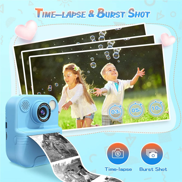 E8 Multifunctional Kids Dual Lens Camera 2.4 Inch Screen Photo Printing Video Recorder - Blue - 6