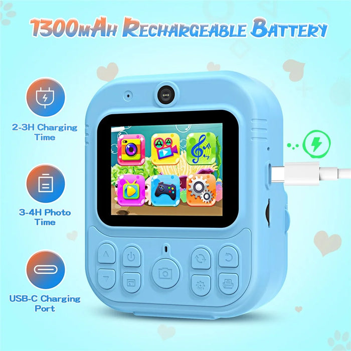 E8 Multifunctional Kids Dual Lens Camera 2.4 Inch Screen Photo Printing Video Recorder - Blue - 7