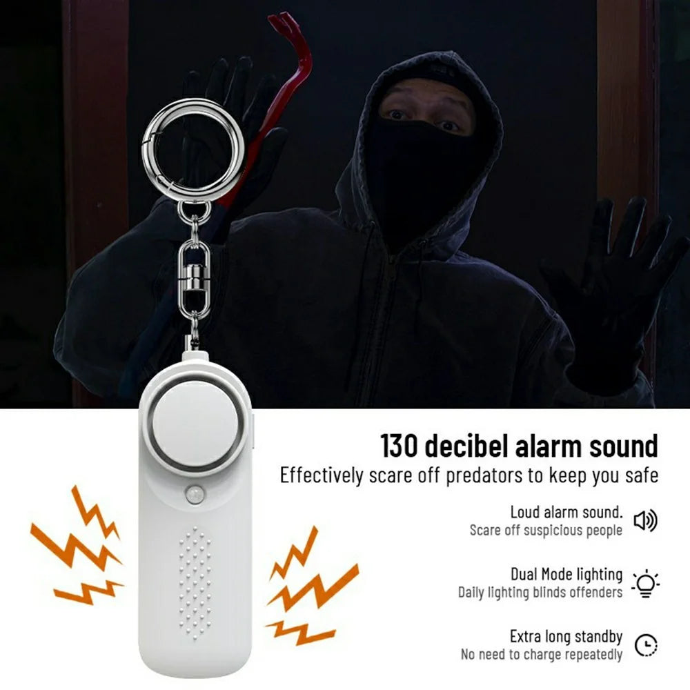 PA200 Personal Alarm Safety Device 130dB Loud Sound 10 Lumens LED Light Anti Wolf Artifact - White - 2