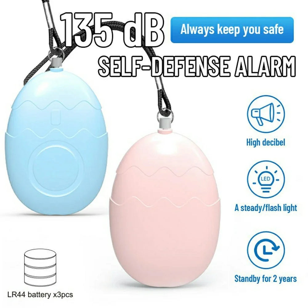 PA400 Cartoon Personal Alarm 130dB Self Defense Emergency Siren LED Strobe Light Egg Shaped Safety Device - Pink - 2