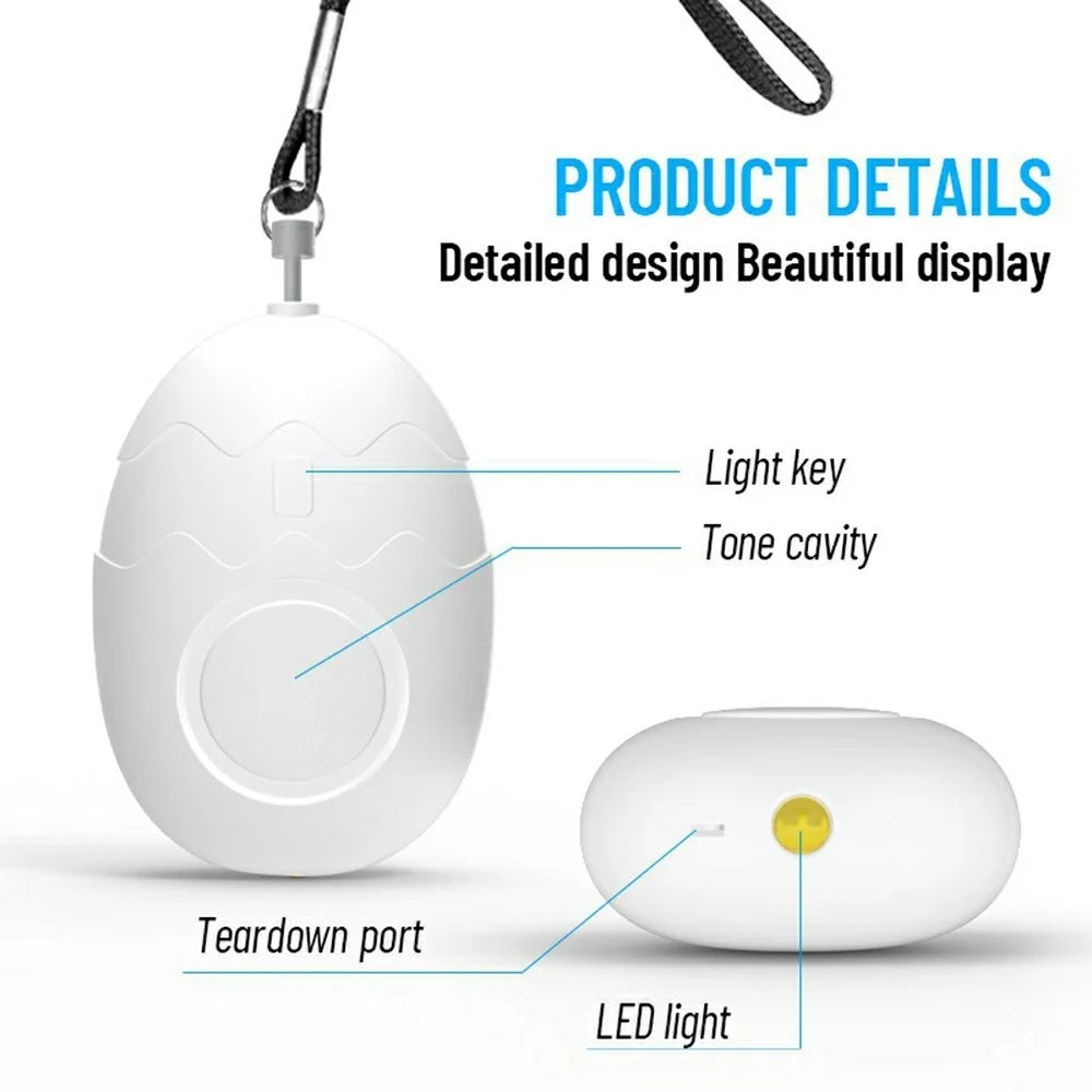 PA400 Cartoon Personal Alarm 130dB Self Defense Emergency Siren LED Strobe Light Egg Shaped Safety Device - Pink - 3