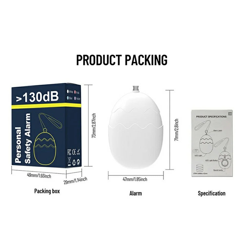 PA400 Cartoon Personal Alarm 130dB Self Defense Emergency Siren LED Strobe Light Egg Shaped Safety Device - Pink - 6