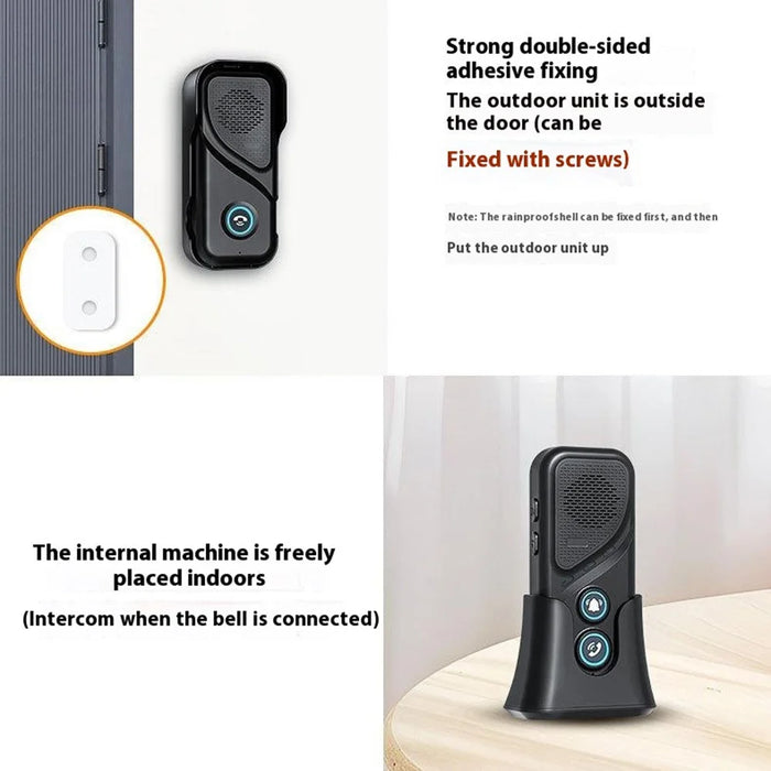 M06-1T1 23 Ringtones 5 Volumes Adjustable Wireless Two Way Intercom Doorbell with 1 Transmitter + 1 Receiver - Black - 7