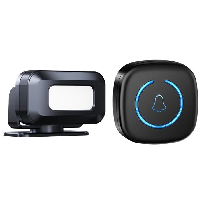 M8 Commercial Wireless Sensor Infrared Motion Detector Welcome Doorbell Chime with 1 Transmitter + 1 Receiver - US Plug  /  Black - 1