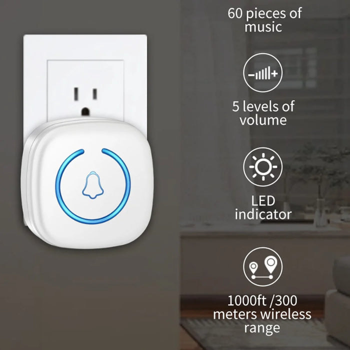 M8 Commercial Wireless Sensor Infrared Motion Detector Welcome Doorbell Chime with 1 Transmitter + 1 Receiver - US Plug  /  Black - 3