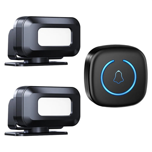 M8 Commercial Wireless Sensor Infrared Motion Detector Welcome Doorbell Chime with 2 Transmitter + 1 Receiver - US Plug  /  Black - 1