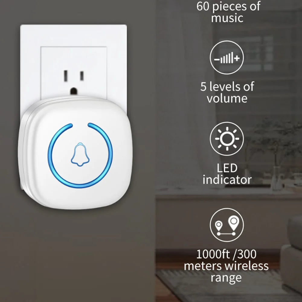 M8 Commercial Wireless Sensor Infrared Motion Detector Welcome Doorbell Chime with 2 Transmitter + 1 Receiver - US Plug  /  Black - 3