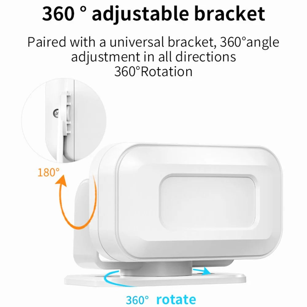 M8 Commercial Wireless Sensor Infrared Motion Detector Welcome Doorbell Chime with 2 Transmitter + 1 Receiver - US Plug  /  Black - 5