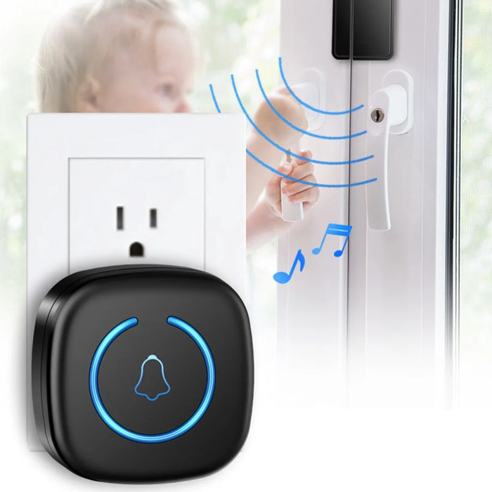 M8 Commercial Wireless Door Magnet Sensor Chime Welcome Visitor Alert with 1 Transmitter + 1 Receiver - US Plug / Black - 3