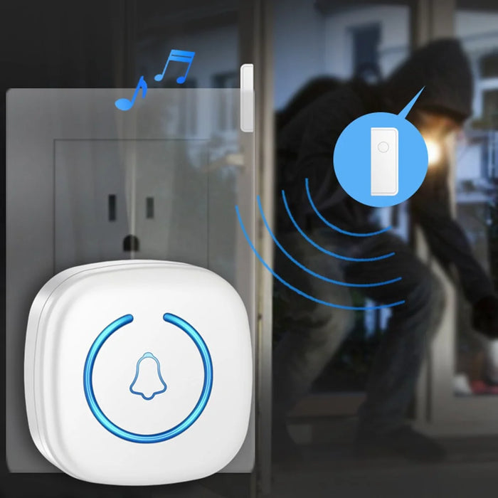 M8 Commercial Wireless Door Magnet Sensor Chime Welcome Visitor Alert with 1 Transmitter + 1 Receiver - US Plug / Black - 4