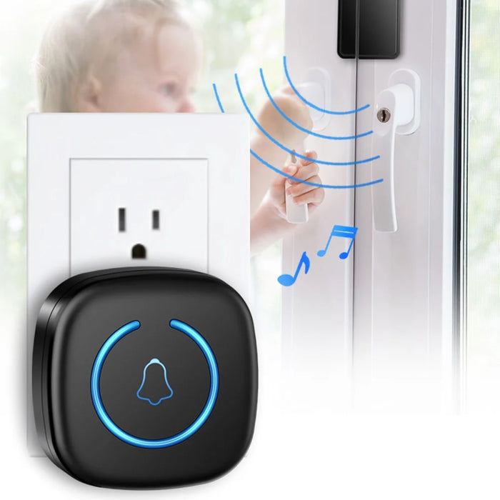 M8 Commercial Wireless Door Magnet Sensor Chime Welcome Visitor Alert with 2 Transmitter + 2 Receiver - US Plug / Black - 3